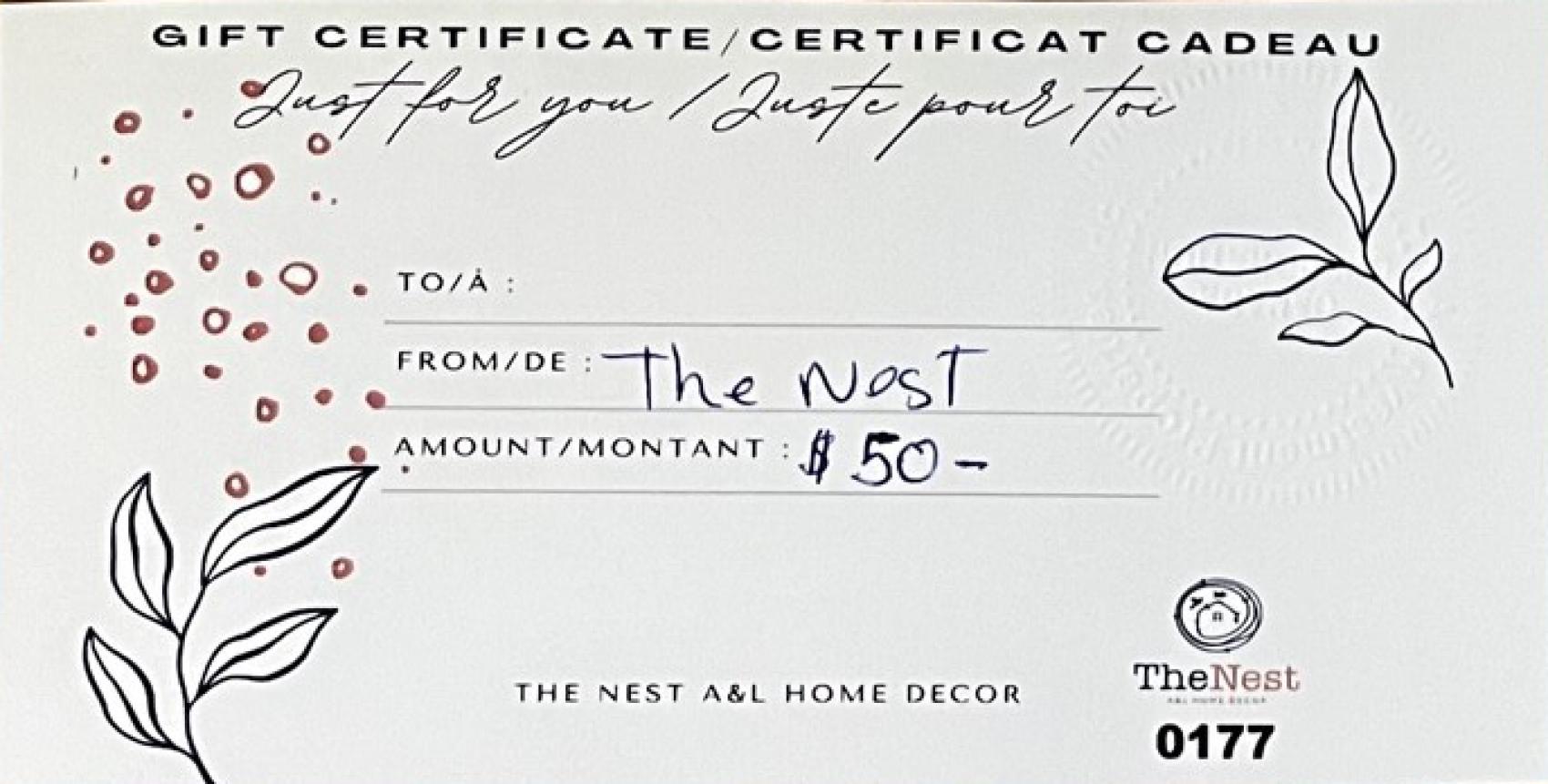 The Nest Gift Certificate